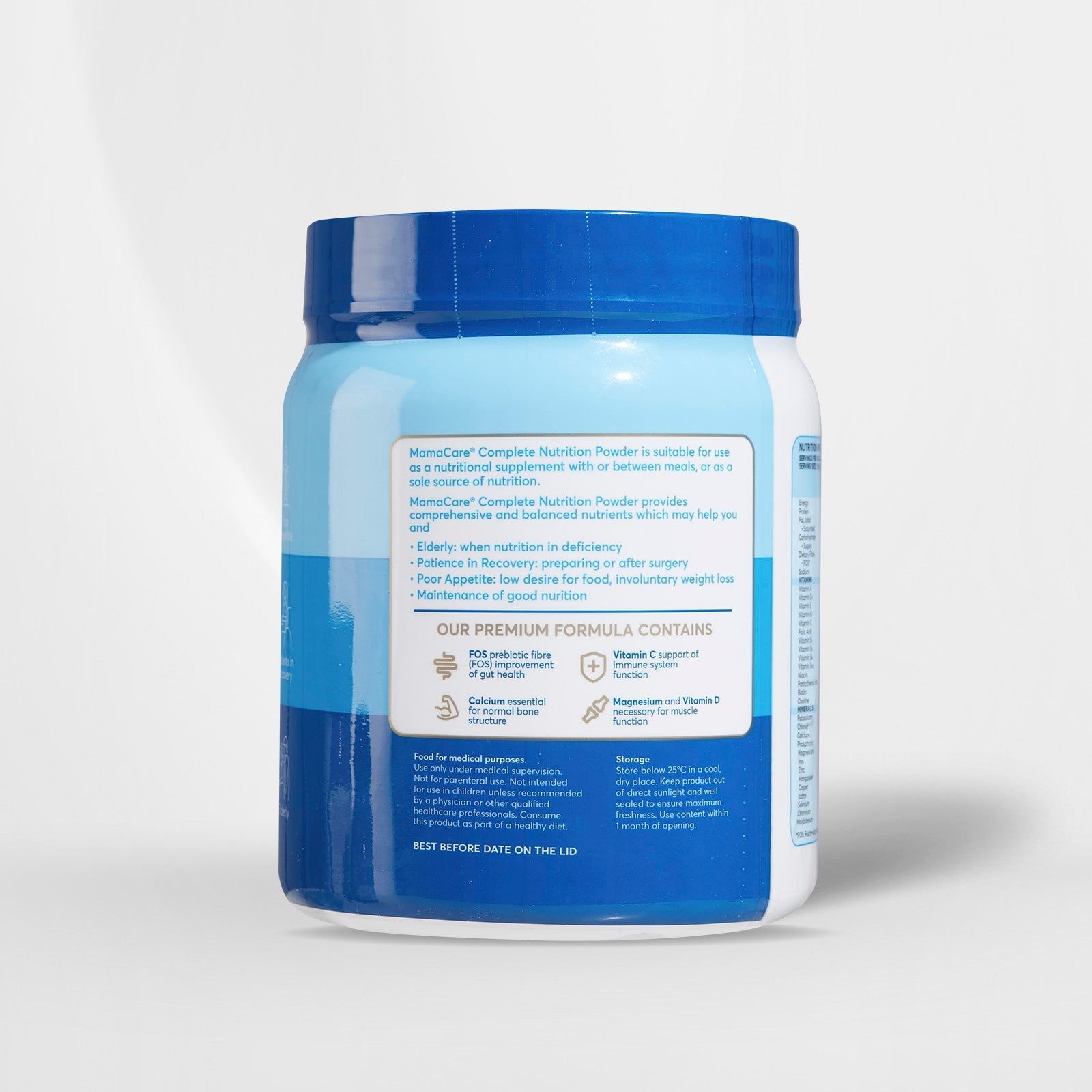 Mamacare elderly nutrition formula, low-calorie, immune and bone support, 3 x 500g jars