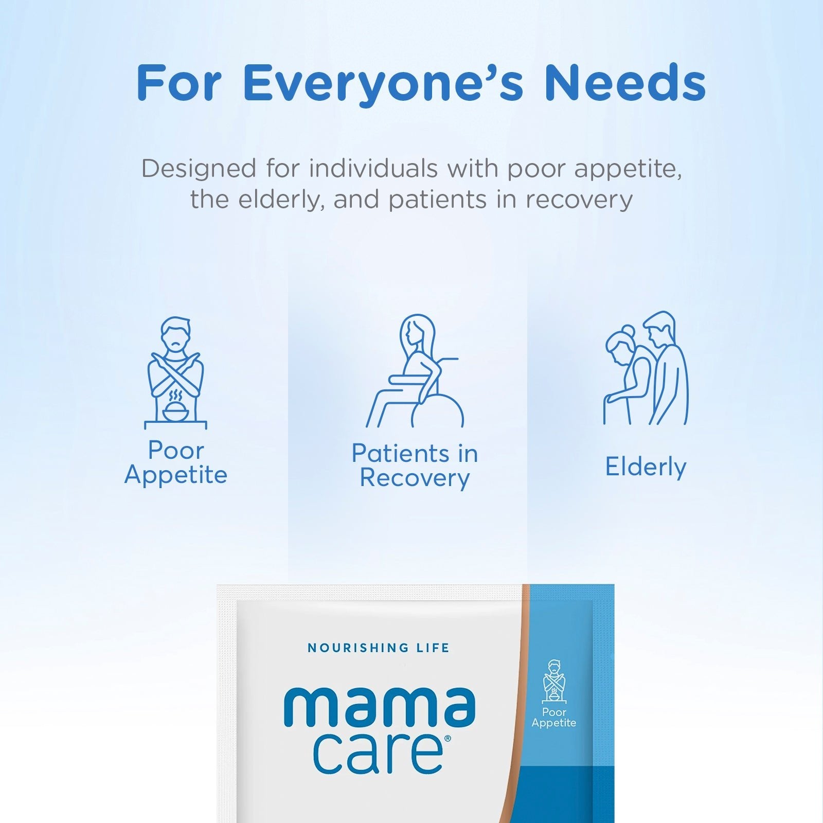 Mamacare elderly nutrition formula, low-calorie, immune and bone support, 3 x 500g jars