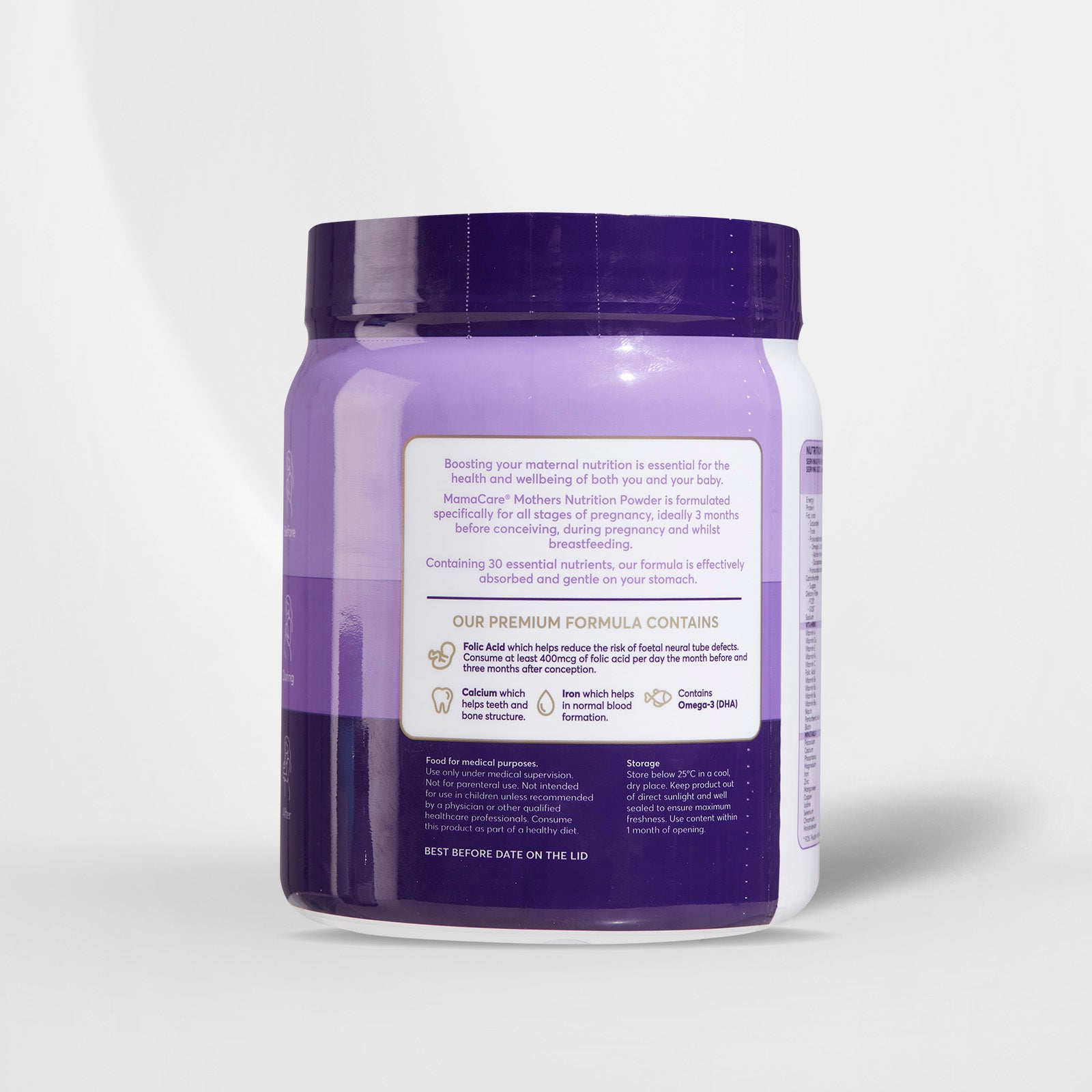 Mamacare prenatal and postnatal formula — 480g x 3 jars with calcium, iron, and DHA