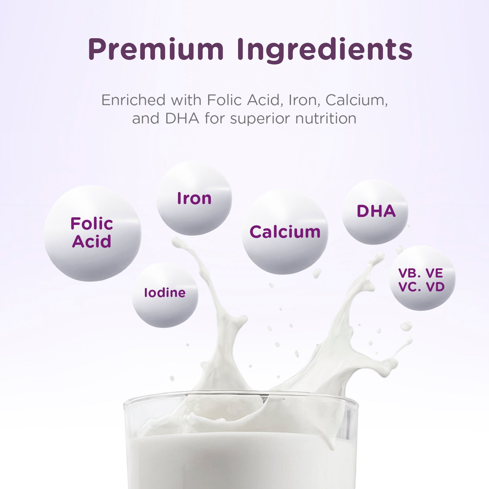 Mamacare maternal nutrition powder — 40g bottle with calcium, iron, DHA, and prebiotic fibers