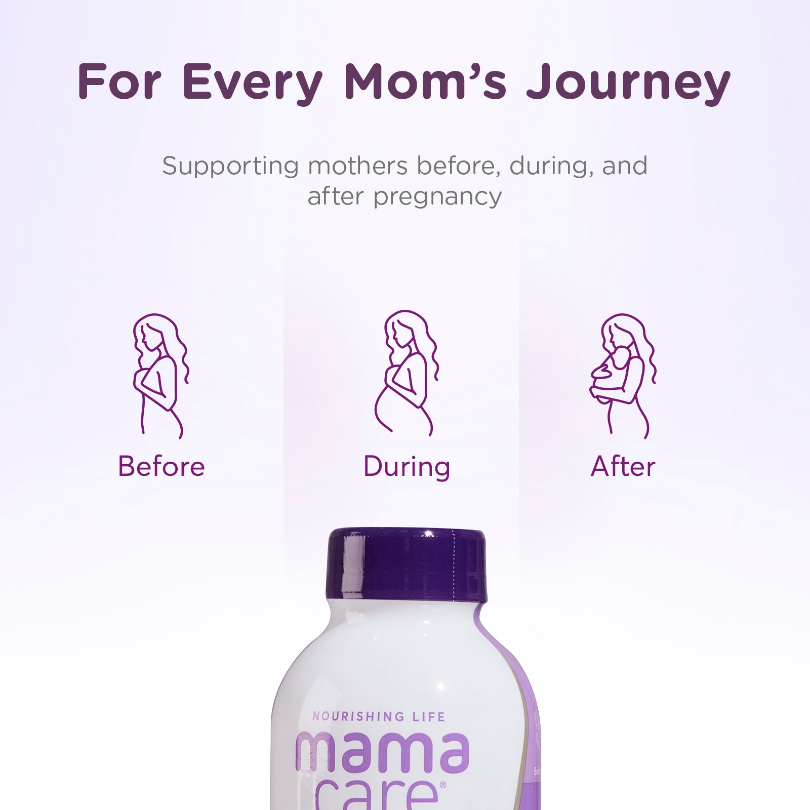 Mamacare maternal nutrition powder — 40g bottle with calcium, iron, DHA, and prebiotic fibers