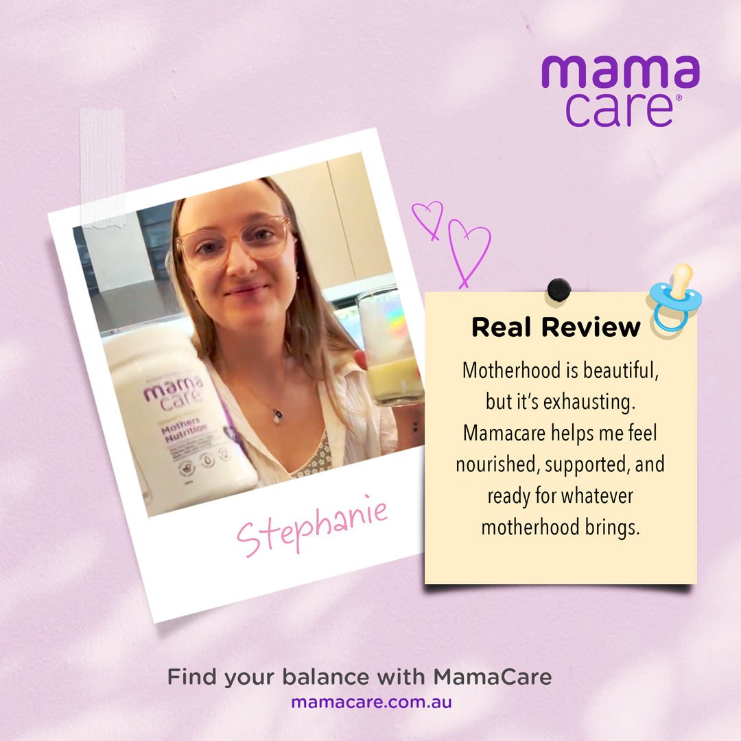 Mamacare maternal nutrition powder — 40g bottle with calcium, iron, DHA, and prebiotic fibers