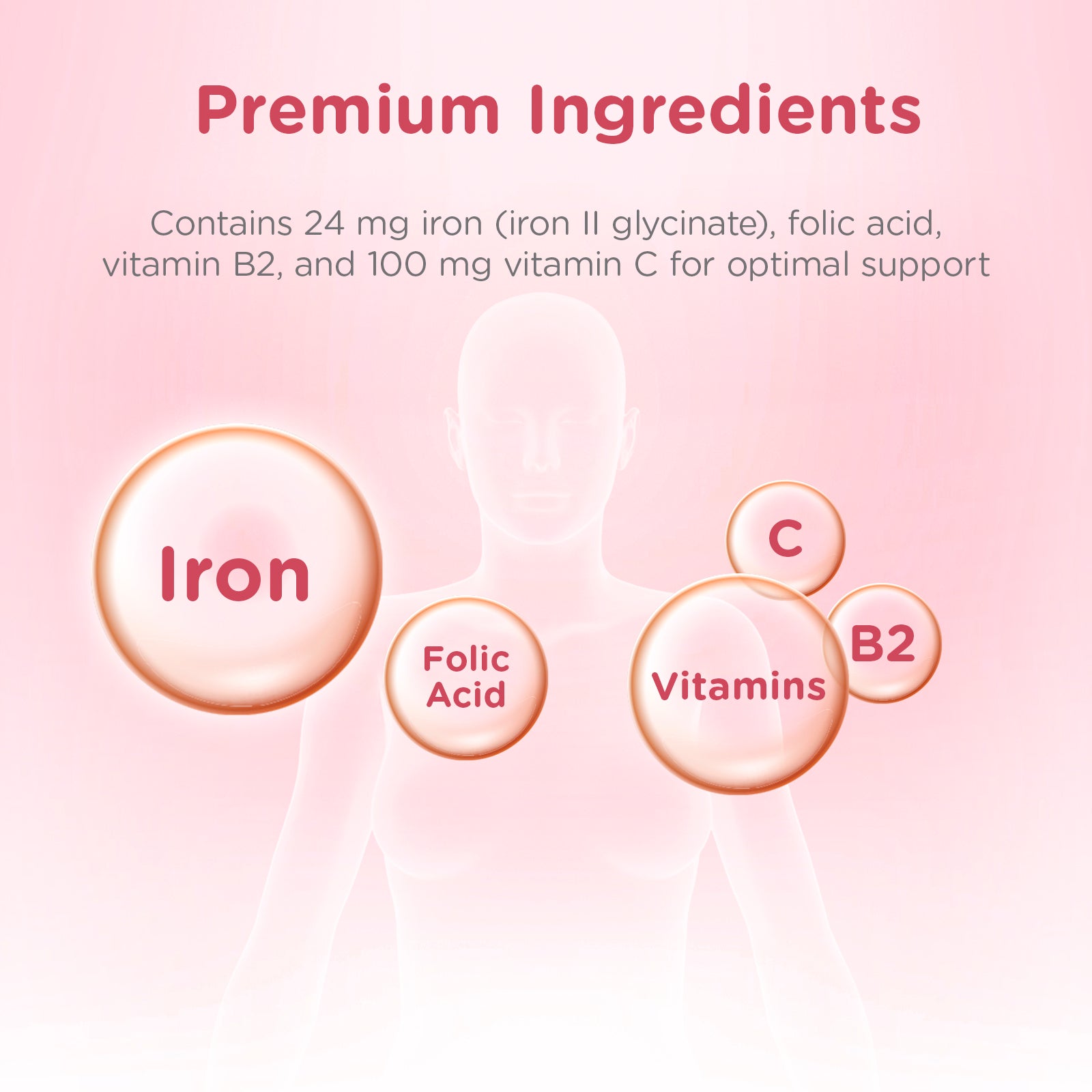Mamacare iron supplement for women — 30 tablets with folic acid, vitamin C, and B2
